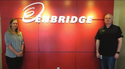 Enbridge Energy awards United Way grants in recognition of Latina Simmons (Left) and Brent Rush (right)