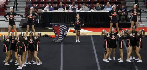 CHS Cheer traveled to Tulsa Saturday, Sept. 27 to compete in the OSSAA class 4A cheer state competition where they placed 8th out 15. Photo by Sylvia Danyele