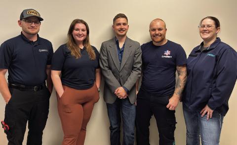 Congratulations to Central Tech's Paramedic graduates. (L to R) Johnny McDonald, Mounds; Stephanie Braden, Stillwater; Karson Brown, Agra; Austin Phillips, Cushing; Michelle Wilson, Drumright.