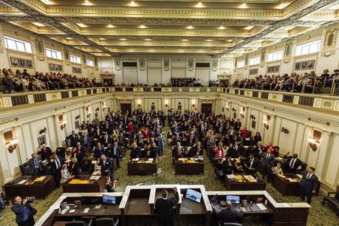 The representatives of the 60th Legislature take the oath of office Nov. 20 in the House chamber.