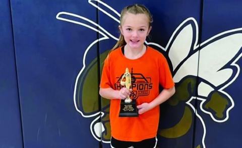 Halle York won the 8/9 year-old hoop shoot contest held in Kingfisher earlier this month, advancing to the state competition, which will be held Feb. 18 in Enid. Halle hit 18 of 25 from the freethrow line to claim the divisional title. She will be competing against divisional champions from across the state.