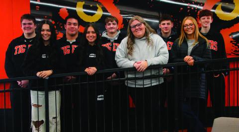 2024 CHS Wrestling Homecoming court pictured top left - Aaron Vieyra, Michael Cruz, Iziah Tucker, Darin Stewart, Owen Collier. Bottom left - Anna Mae Nighswonger, Emilee Parson, Kallie Ward, Brailee Floyd. Not pictured-Lindy Candler. Wrestling Homecoming and senior night will be Jan. 28. Activities will start following the Junior High dual. Photo by Allie Prater