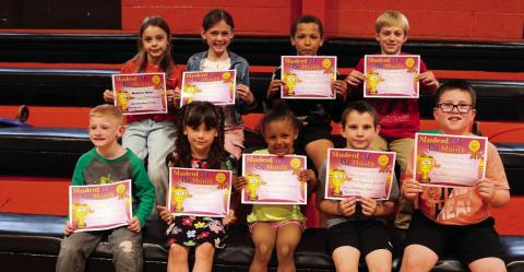 Agra Elementary recently had their monthly assembly with a them of “truthfulness”. Third grade students hosted the assembly and the March students of the month were recognized. Pictured are the Agra elementary March students of the month. Back row, From left: Madeline Motes, Harper Kinzie, Nathen Jones, and Briar Potter. Front row, From left: Grayson Byers, Marcella Davis, Natasha Farmer, Logan Norris, and Gideon Molloy