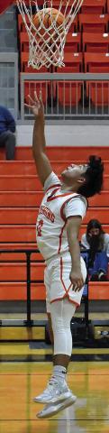 Koda Chavez sinks a layup in the Tigers’ 72-59 victory over the Berryhill Chiefs. Te Tgers are now sitting on a Photo by Sarah Townes