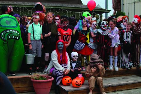 Monsters, goblins, and ghouls of all shapes sizes and colors gather in Centenial Park in Downtown Cushing Saturday, Oct. 29 for the judging of the Nightmare on Broadway costume contest. For more Nightmare on Broadway photos, check out the Cimarron Valley Weekender! Photo by J.D. Meisner