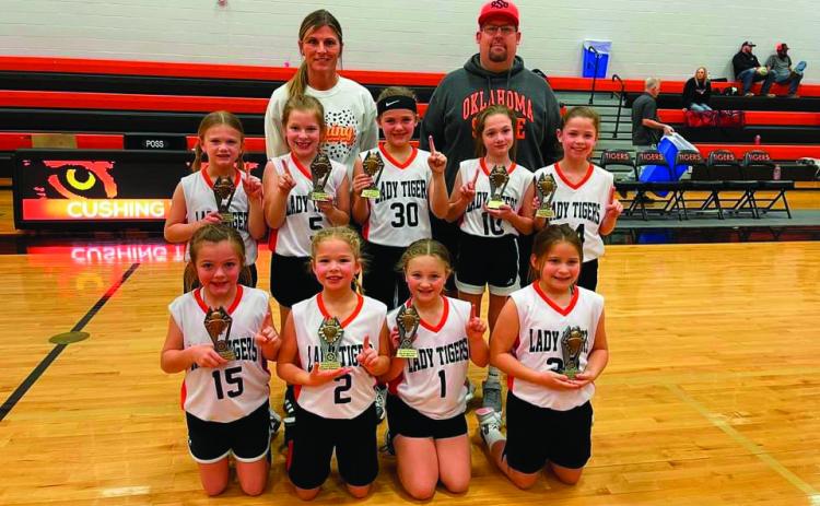The Cushing Lady Tiger First / Second Grade girls team swept their entire season this year with 11 wins and zero losses