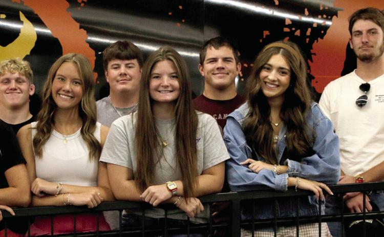 The 2026 Cushing Football Homecoming Court pictured from left, Lily Robbins, Logan Ford, Brinlee Bickell, Max Hoover, Avalee Lidberg, Beau Lane, Tayley Lovin, Hunter Joiner. Not pictured are Justice Elliott and Ellie Andrews. The Homecoming Parade will be Thursday, Oct. 1 at 5:30 downtown. Coronation will be Friday, Oct. 2 at 6:30. Photo by Allie Prater.