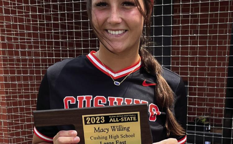 Macy Willing was selected to the Oklahoma Slow-Pitch Softball Coaches Association’s All-State Large East team that played this Saturday at OCU. The Large East team lost 14-13.