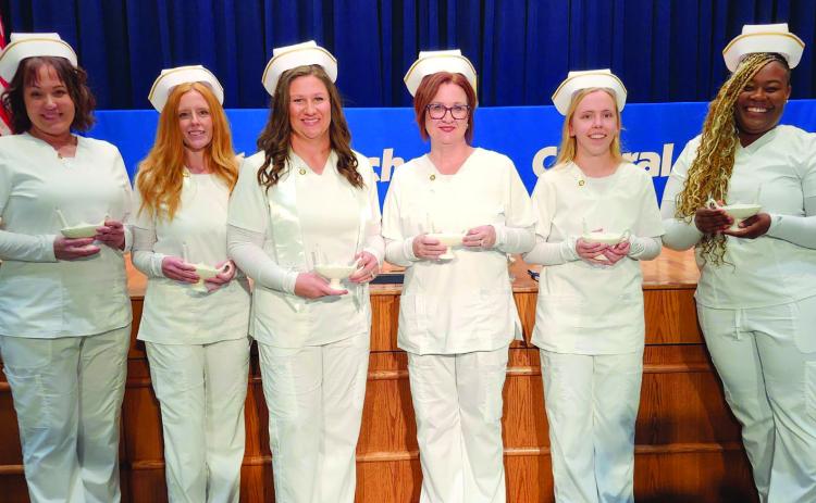 Central Tech celebrated the graduation of its Practical Nursing class on Tuesday, Nov. 4. (L to R): Athena Plum, Mannford; Kerie Roebuck, Bristow; Samantha Busby, Bristow; Melinda Gordon, Bristow; Emily Guion, Stroud; Bryanna Perkins, Drumright