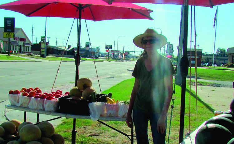 Donna Wilson spends most Wednesdays and Fridays selling fresh fruits and vegetables and raw honey on Main Street in Cushing or around Chandler. Her son and her rotate locations of the stands they set up with produce prices up to $30. Be sure you have cash if you stop in — they are not currently able to process any type of card payments.
