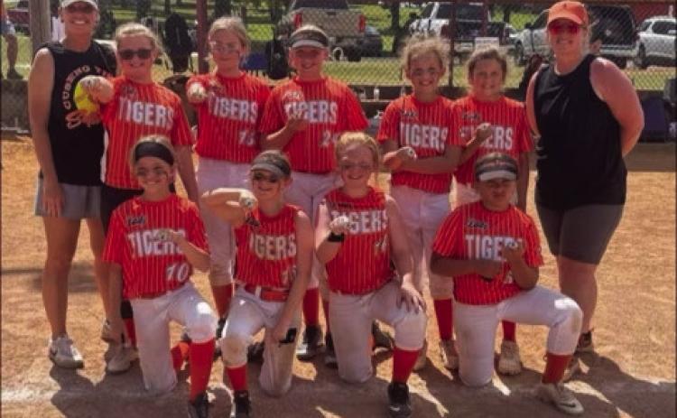 The Cushing Lady Tigers 10U placed runner-up in the 2023 Lincoln Country tournament. The Lady Tigers from left. Coaches: Kiley Warden and Emily Nickell. Back row: Gemma Lane, Aryhanna Tusler, Peyton Lauderdale, Rallie Nickell, Charli Busby. Front row: Hadley Warden, Averi Richardson, Tyler Leverich and Riley Kessler.
