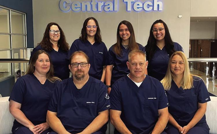 Central Tech held a graduation ceremony for Surgical Technology students on Thursday, June 5. Back Row (L-R): Laura Prince, Cushing; Tori Turner, Yale; Baylee Davis, Perkins; Kaylee Papakee, Bristow. Front Row (L-R): Lori Thompson, Chandler; Matthew Prince, Cushing; Christopher Cline, Stroud; Kristina Vanzant, Cleveland.