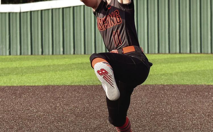 Tiger pitcher Macy Griffith pitched for 7 innings against Cleveland and struck out three batters.
