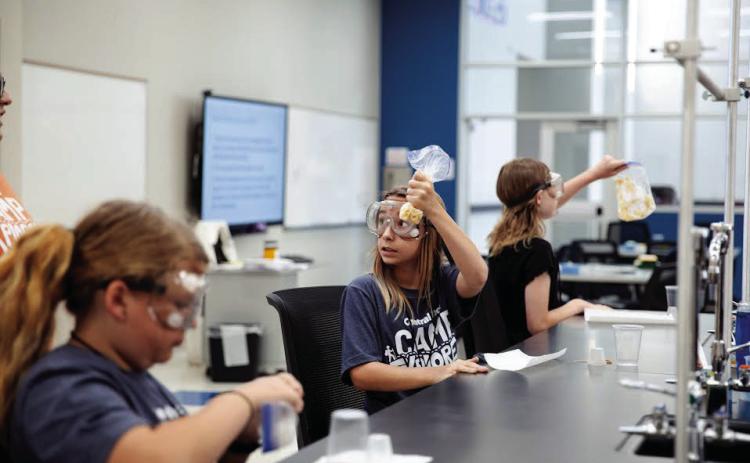 Future healers attending Central Tech’s Camp Explorer analyzed DNA from smashed bananas.