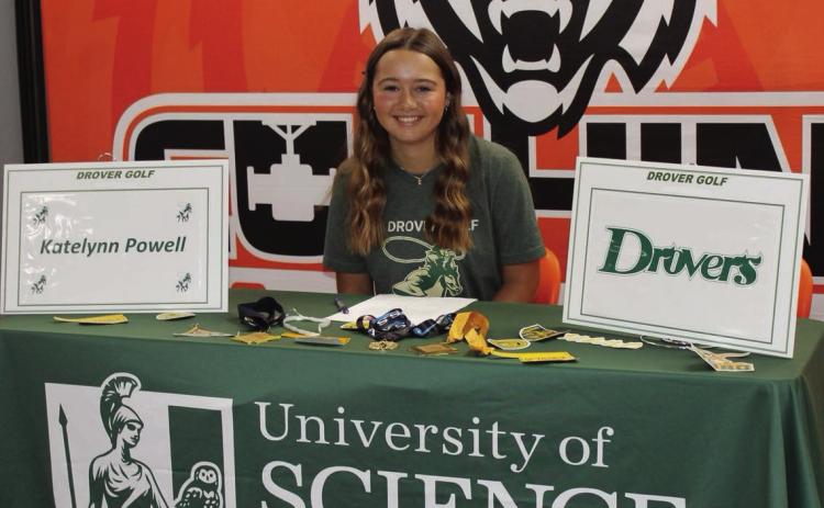 Cushing Lady Tiger Katelynn Powell signed to play golf at the University of Science and Arts last week. Photo courtesy CPS.