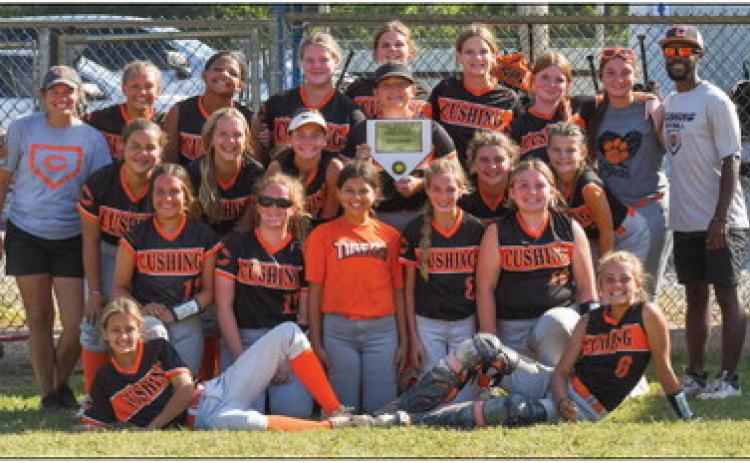 Last week, the Cushing Middle School Lady Tigers traveled to Depew and went undefeated in the Depew Tournament, taking out the Depew Hornets, 4-1, in game one; shutting out powerhouse Davenport, 9-0, in game two; defeating Varnum, 4-3, in the semifinals; and thrashing Kiefer, 19-8 in the championship game.