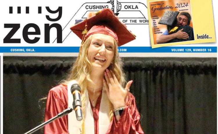 Ripley Graduate Taylor Boyd gives her valedictorian speech with words of wisdom in the form of song quotes at the RHS class of 2024 commencement ceremony held Saturday, May 11. Photo by Allie Prater