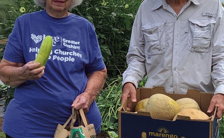 Gary Detrich donates food from his garden to help stock the Love, Inc. food pantry which serves 35 to 40 individuals each week. Anyone who has produce or meat from their farms or any groceries is encouraged to donate to the food pantry. For more information, call 918 285-0057 and leave a message. Someone will call you back.
