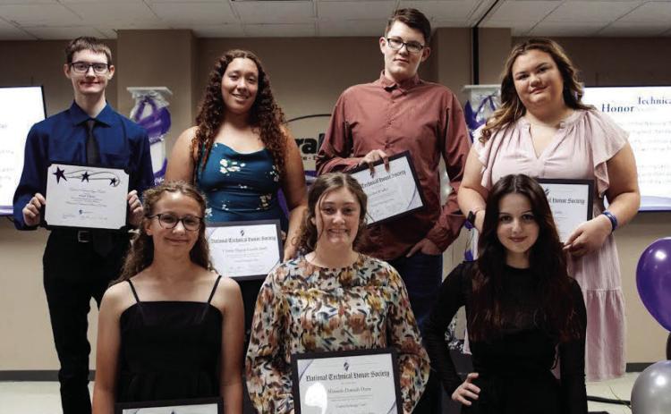 Right: Students at the Central Tech Sapulpa campus being inducted into the National Technical Honors Society. Back Rowfrom left, Noah Pykiet, Network Security and Administration, Glenpool; Victoria Castillo Smith, Cosmetology, Tulsa; Colton Walker, Criminal Justice, Bristow; Isabella Marie Johns, Cosmetology, Bristow; Front Row from left, Aubrianna Bardgett, Criminal Justice, Olive; Miranda Danielle Dorse, Pharmacy Technician, EPIC.