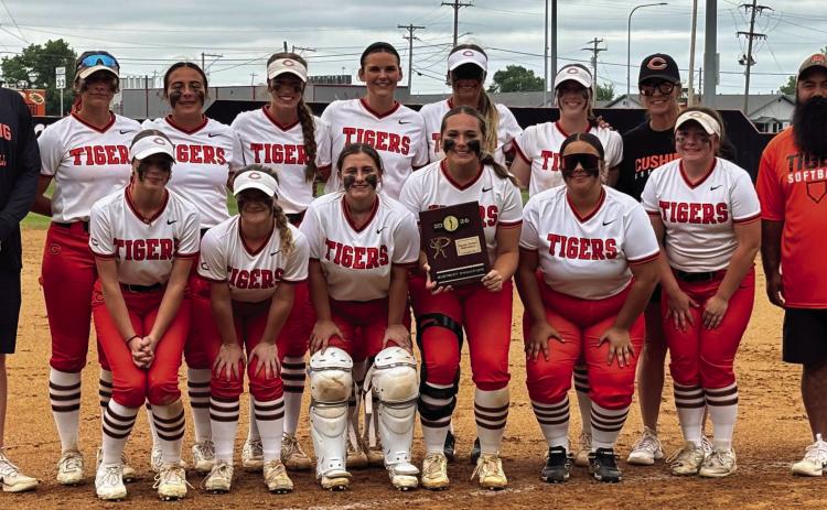 The Cushing Lady Tigers are your district champs after hammering Sperry 8-0, then sweeping Skiatook, 4-0, 14-12 last Monday. The ladies are ranked 10th in Class 5A and are in Pryor at the district tournament today, Wednesday, April 29. They will play No. 7 Bethel at 1:15.