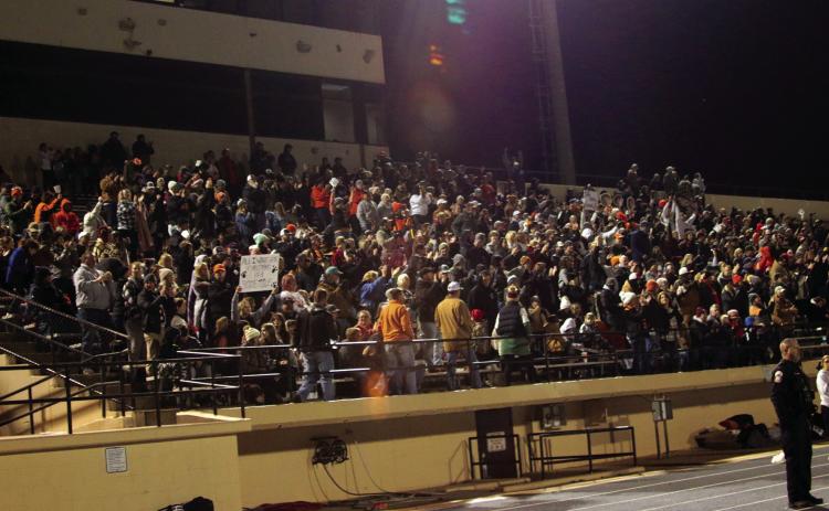 Cushing packed the Putnam City home stands Friday during the semi-final game against the Elk City Elks. Cushing fans had plenty to cheer about as Cushing dominated the Elk and paved their way to the state final.