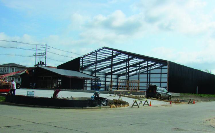 Foundational construction on the pickleball courts facility has been moving quickly with steel work and outer walls going up over the past month. Photo by DeAnna Maddox