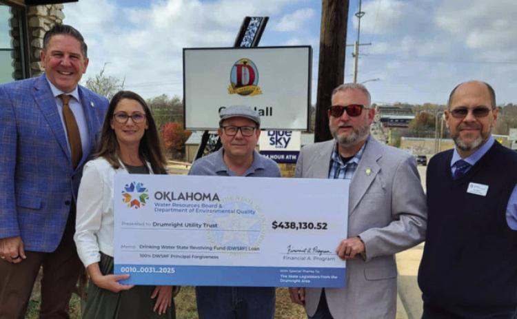 Pictured left to right: Senator Todd Gollihare, Drumright City Clerk Shawna Jackson, Drumright Mayor Mark Whinnery, Drumright City Manager Shawn Gibson, and Oklahoma Water Resource Board’s Tim Davis.