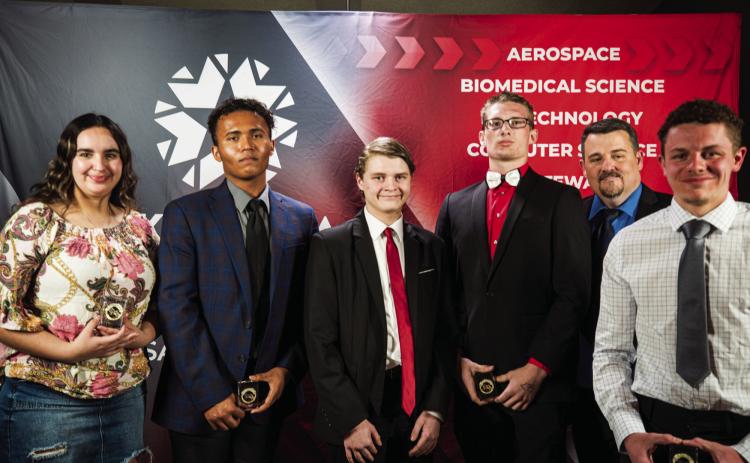 Congratulations to the high school CyberPatriot first place team, Central Technology Center – Team 1. They are, from left, Syarrah Martinez; Jesus Roura; Tristan Sixkiller; Ryder Edwards; Coach Nick Gaunt and Connor Lollis. Not pictured, Coach Dustin Ford.