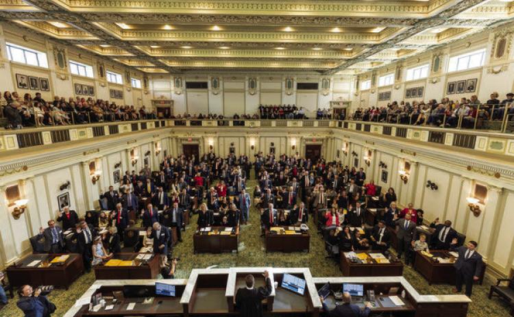 The representatives of the 60th Legislature take the oath of office Nov. 20 in the House chamber.