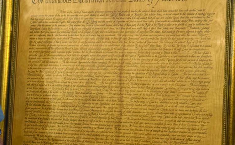 OSU receives gifted copy of the Declaration of Independence