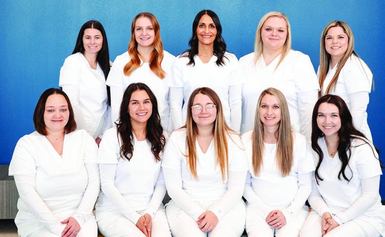On Thursday, February 27, Central Tech held a graduation ceremony for Practical Nursing students — pictured are those graduates. Back row from left, Hope Phillips, Cushing; Kelly McBroom, Cushing; Ambra Emerson, Cushing; Alicia Dean, Tulsa; Kirbi Hixson, Drumright. Front row from left, Randi White, Drumright; Skyler Wesley, Bristow; Savannah Delonais, Bristow; Chelsea McBride, Oilton; Gracie Delonais, Bristow.