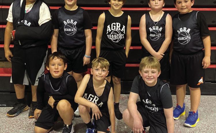 The Agra Lil Dribbler fourth grade boys team finished their season on Jan. 31, undefeated. Their last game was at Pawnee where the boys went home with a 37-10 win. Pictured in back, from left is Corwin Butler, Levi Lair, Grayson McNeil Laine Scott, and Mason Davis. Front, from left is Jacob Molloy, Rhett Hermann, and Duke Davis.
